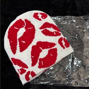 Red Lip Print Beanie